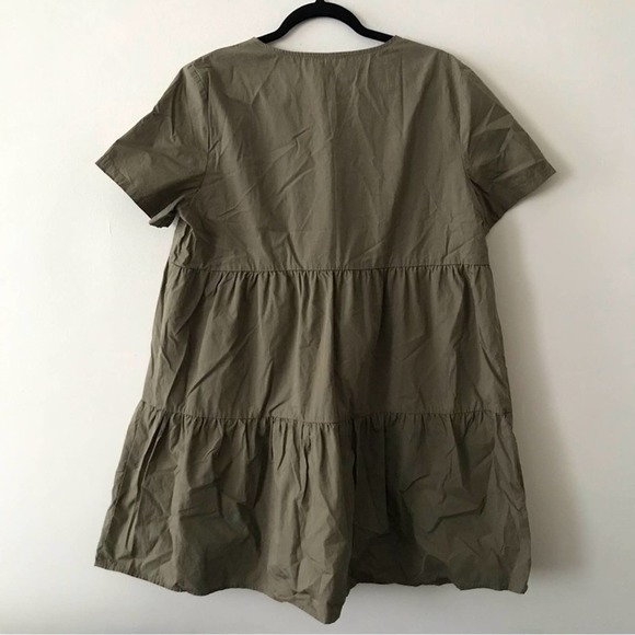 Madewell Button Front Short Sleeve Tiered Mini Dress - Picture 6 of 6